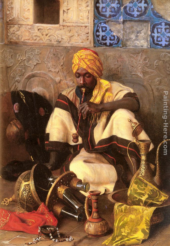 The Arab Smoker painting - Jean Discart The Arab Smoker art painting